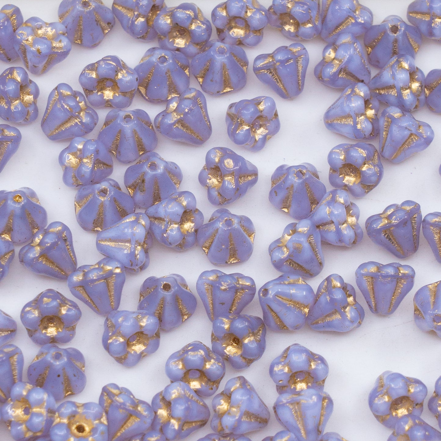 OUTLET 250g/50g Bell Flower Beads, 4 x 6 mm, 22310 Gold Lined (22310-54302), Glass, Czech Republic