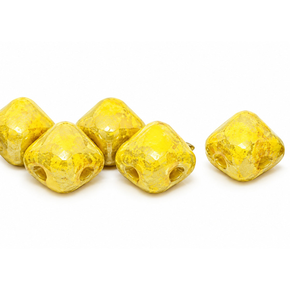 Silky 2-Hole Square Beads, Bright Yellow 15454 (83130-15454), Glass, Czech Republic