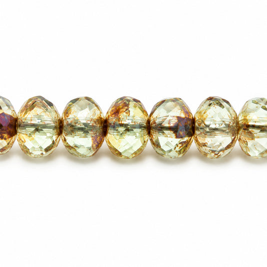 Rondelle Faceted Fire Polish Beads, T0110 Stain Strong (t0110-86805), Glass, Czech Republic