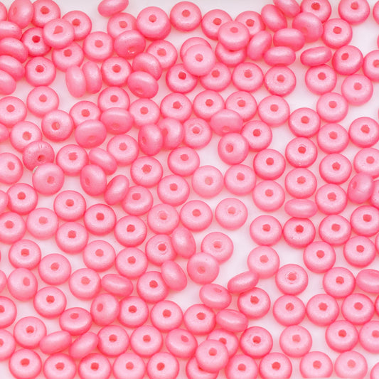 OUTLET 250g/50g Rondelle Druck Beads, 4 x 4 mm, White Pastel Pearl Pink (02010-77794), Glass, Czech Republic