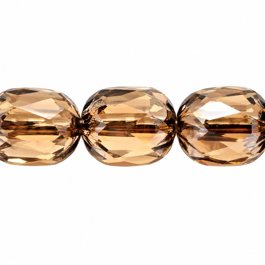 Faceted Fire Polished Beads Special Cut, Transparent Brown Platin (10220-13702), Glass, Czech Republic