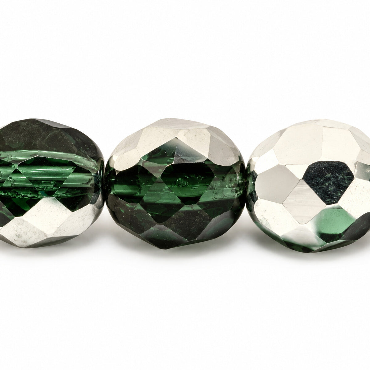 Faceted Special Cut Beads, 50300 Crystal Silver Half Coating (50300-27001), Glass, Czech Republic