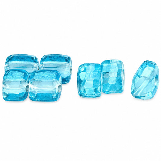 2-Hole Pressed Beads, Transparent Aqua (60020), Glass, Czech Republic