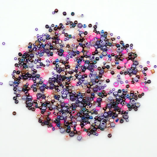 OUTLET 10 grams TOHO & Miyuki Rocailles Seed Beads, Purple Pink Mix (purple), Glass, JAPAN