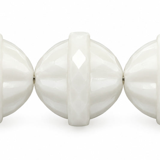 Faceted Special Cut Beads, Chalk White (03000), Glass, Czech Republic