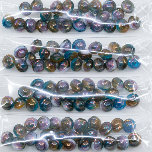 OUTLET 10 grams Faceted Special Cut Beads, 6 x 8 mm, Ts034 Matte Vega Iris (ts034-84110-15781), Glass, Czech Republic