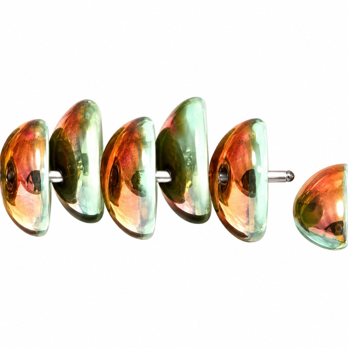 Piggy Beads, Opaque Green Crystal Pinkyellow Coating (53110-27137), Glass, Czech Republic