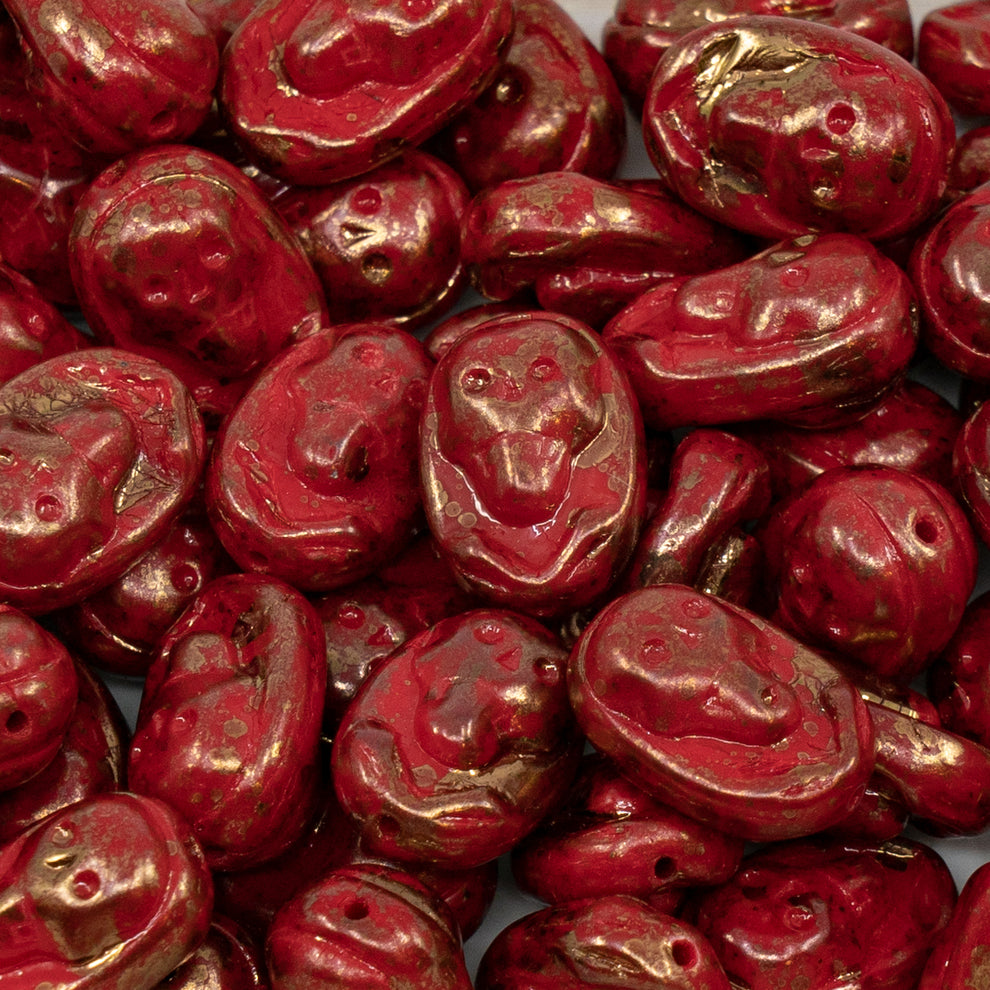 奥特莱斯 10克压制珠，15 x 10毫米，不透明赤陶紫红色 (93200-15496)，玻璃，捷克共和国