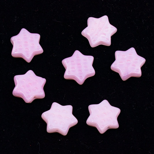 OUTLET 10 grams Pressed Beads Star With Dot, 16 x 16 mm, Opaque Pink (74000), Glass, Czech Republic