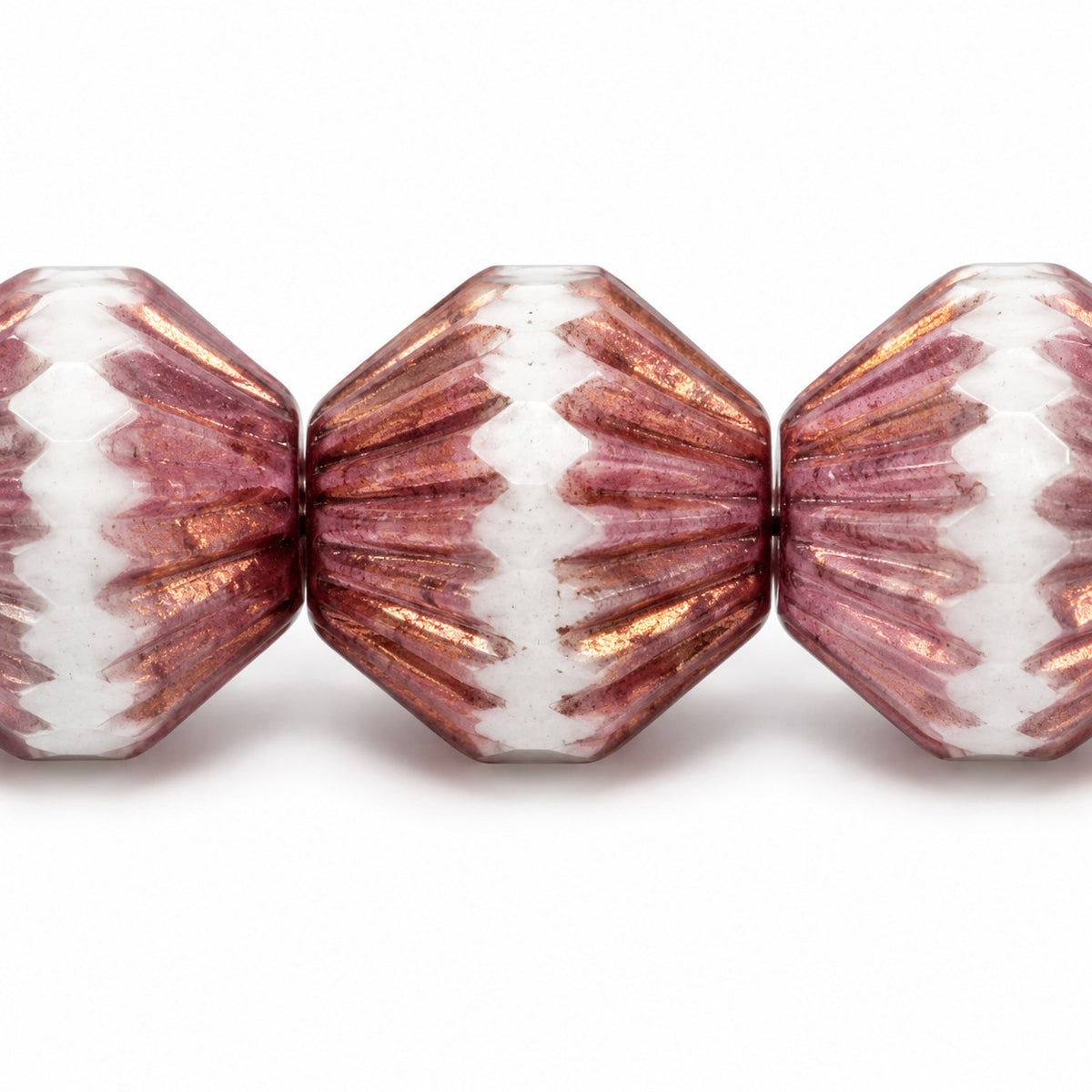 Special Cut Faceted Fire Polished Beads, Chalk White Bronze (03000-14415), Glass, Czech Republic