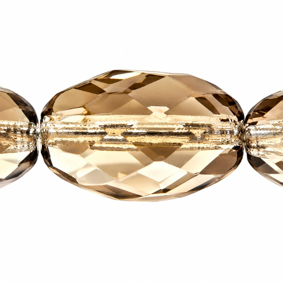 Oval Faceted Beads, Gray (40010), Glass, Czech Republic
