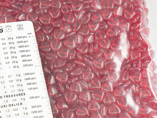 OUTLET 250g Heart Pressed Beads heart, 10 x 10 mm, Ruby Red (90080), Glass, Czech Republic