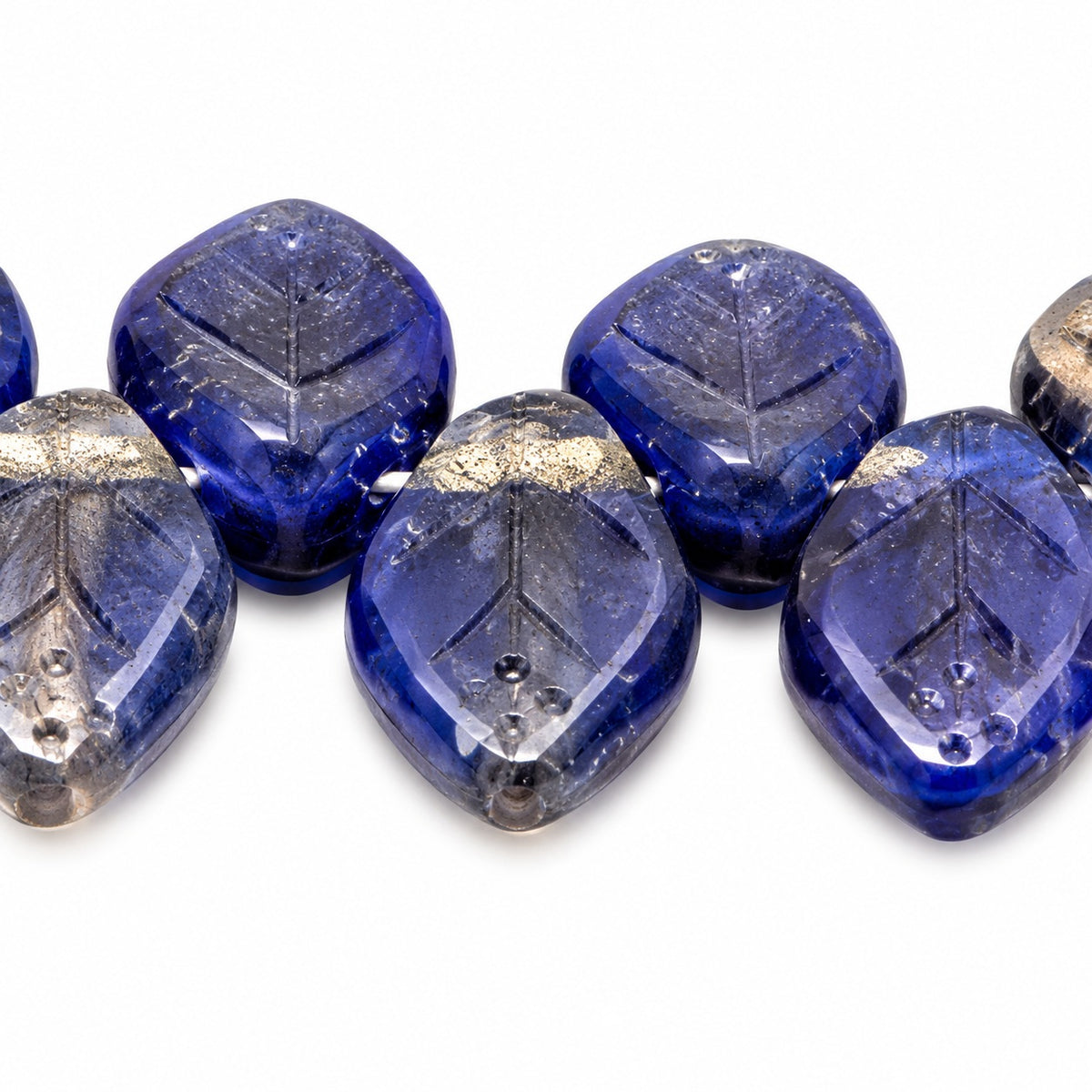 Small Leaf Pressed Beads, X1064 (x1064), Glass, Czech Republic