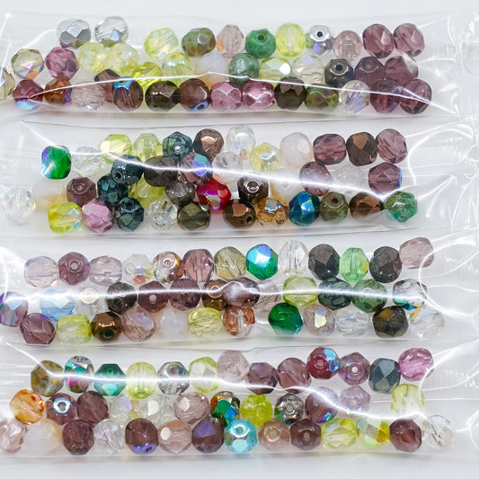 OUTLET 10 grams Faceted Round Fire Polished Beads, 6 x 6 mm, Mix2026 (mix2026), Glass, Czech Republic