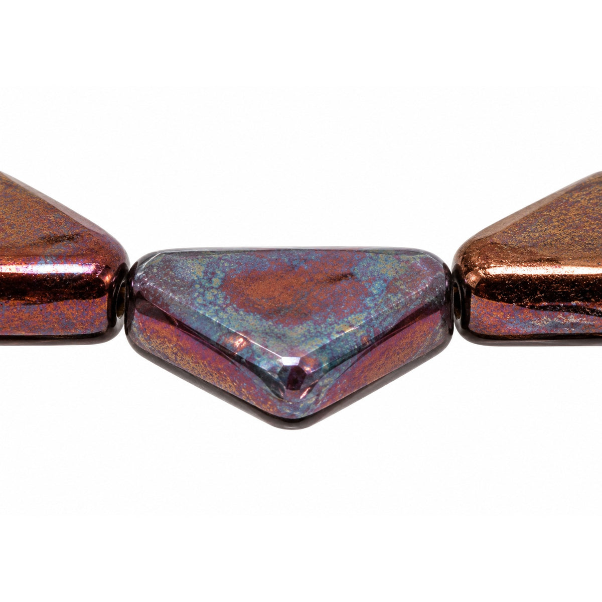 Triangle Pressed Beads, Black Vega Iris (23980-15781), Glass, Czech Republic