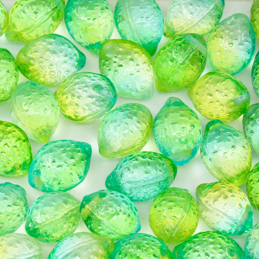 OUTLET 250g/50g Lemon Beads, 14 x 10 mm, Crystal Green, Glass, Czech Republic