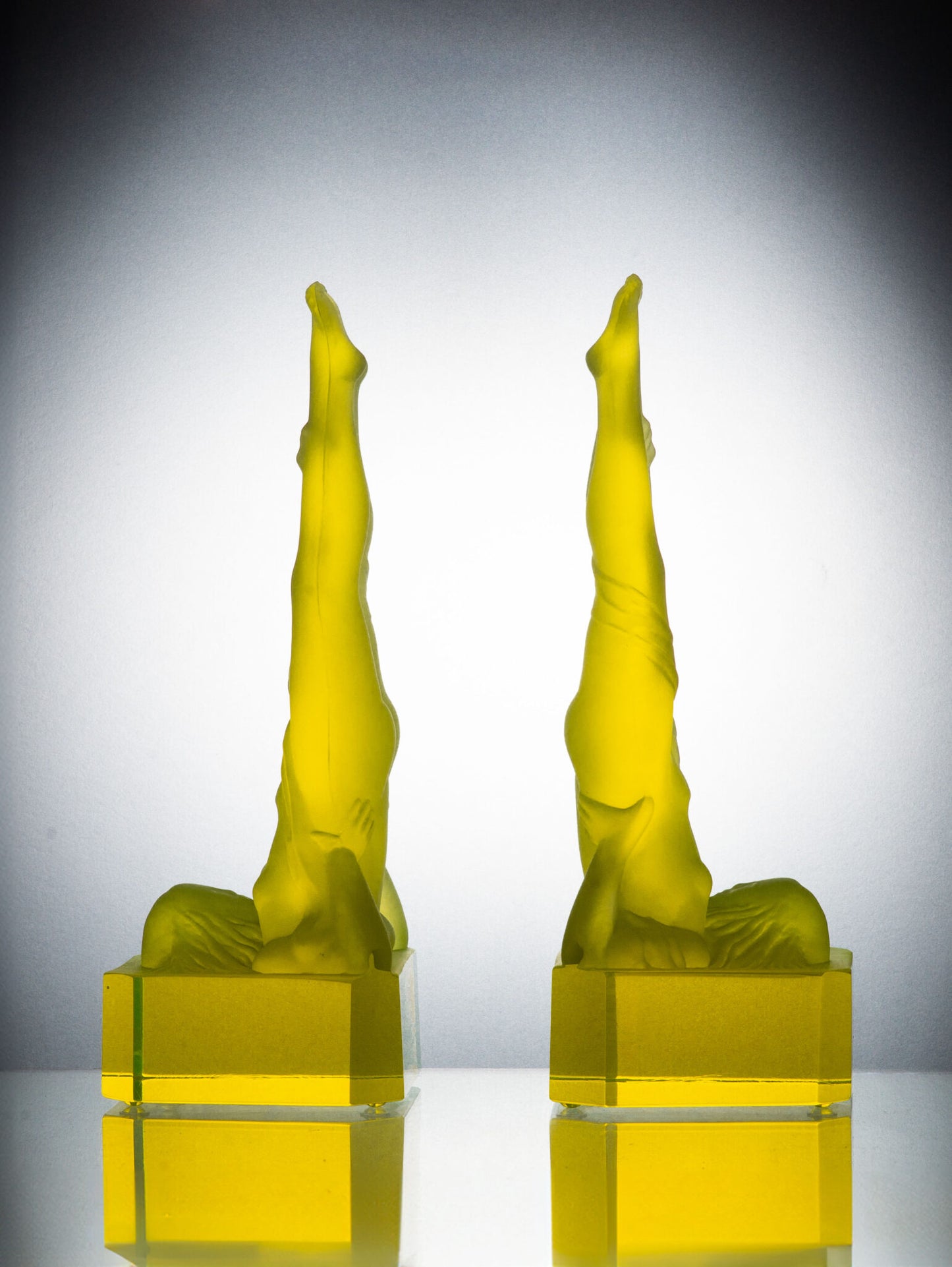 Yoga Bookends – Uranium Art Glass, Czech Republic, OUTLET