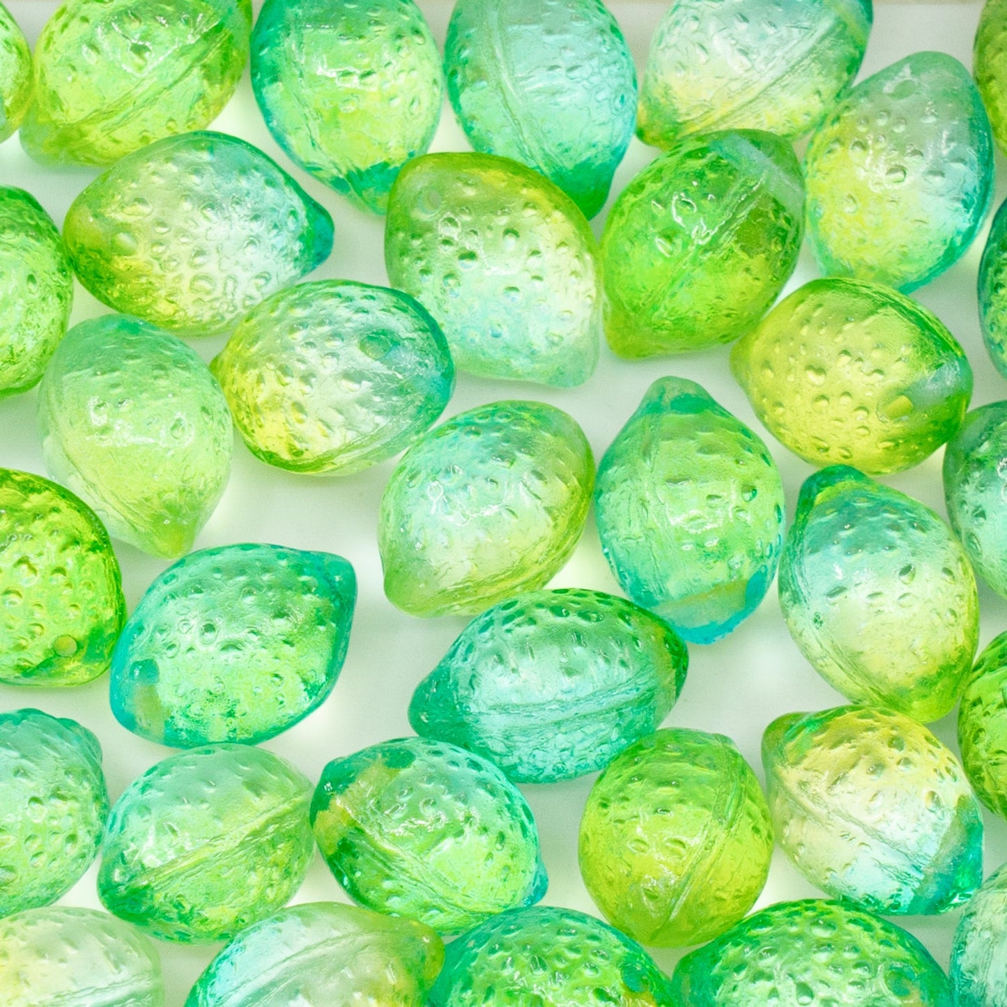 OUTLET 10克柠檬珠，14 x 10毫米，水晶黄绿色透明染色（00030-48010），玻璃，捷克共和国