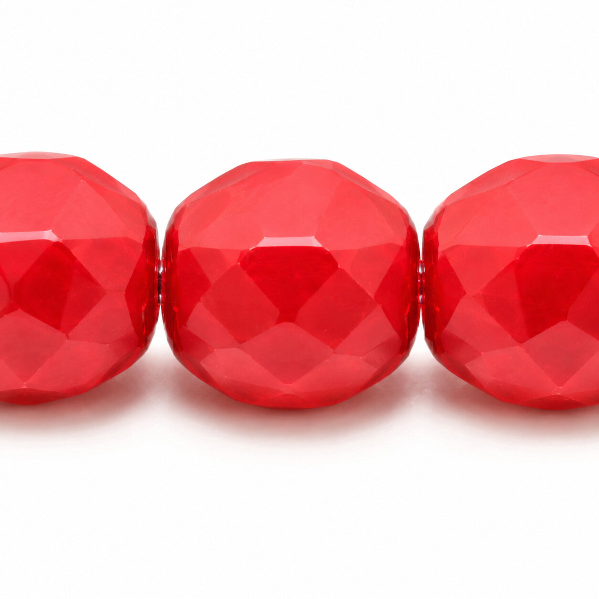 Faceted Special Cut Beads, Opaque Red (93200), Glass, Czech Republic
