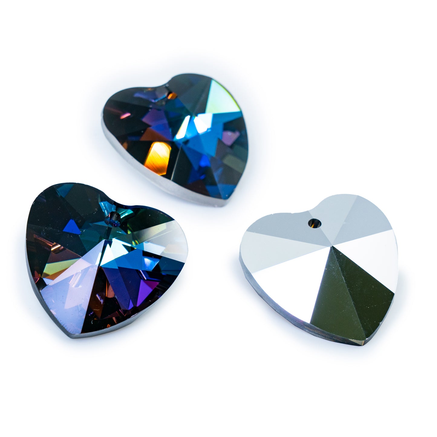 OUTLET 1 pcs Glass Crystal Stone Heart with hole, 28 x 28 mm, Crystal Bermuda Blue (CRBLU), Glass, Czech Republic