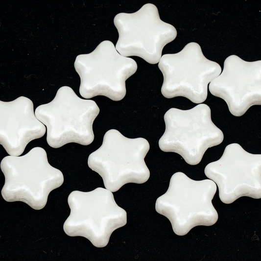 OUTLET 10 grams Flat Star Beads, 12 x 12 mm, Chalk White 56901 (03000-56901), Glass, Czech Republic