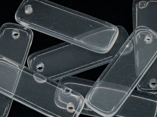 OUTLET 50g Rectangle Pendant Beads, 30 x 10 mm, Crystal (00030), Glass, Czechia