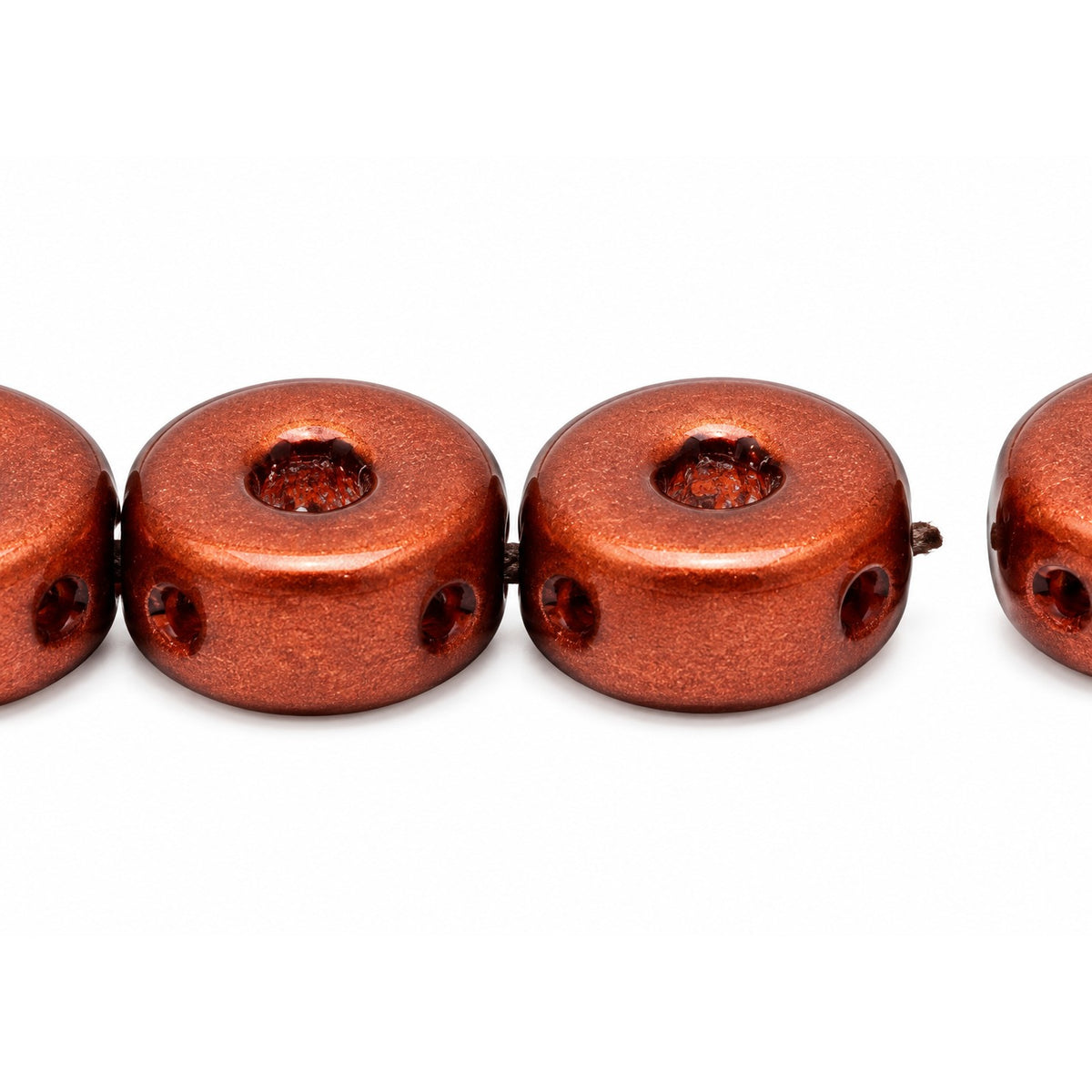 Triple Hole Beads, Crystal, Transparent 111-77-794 8X4Mm 00030, Crystal Copper Matt (00030-01750), Glass, Czech Republic