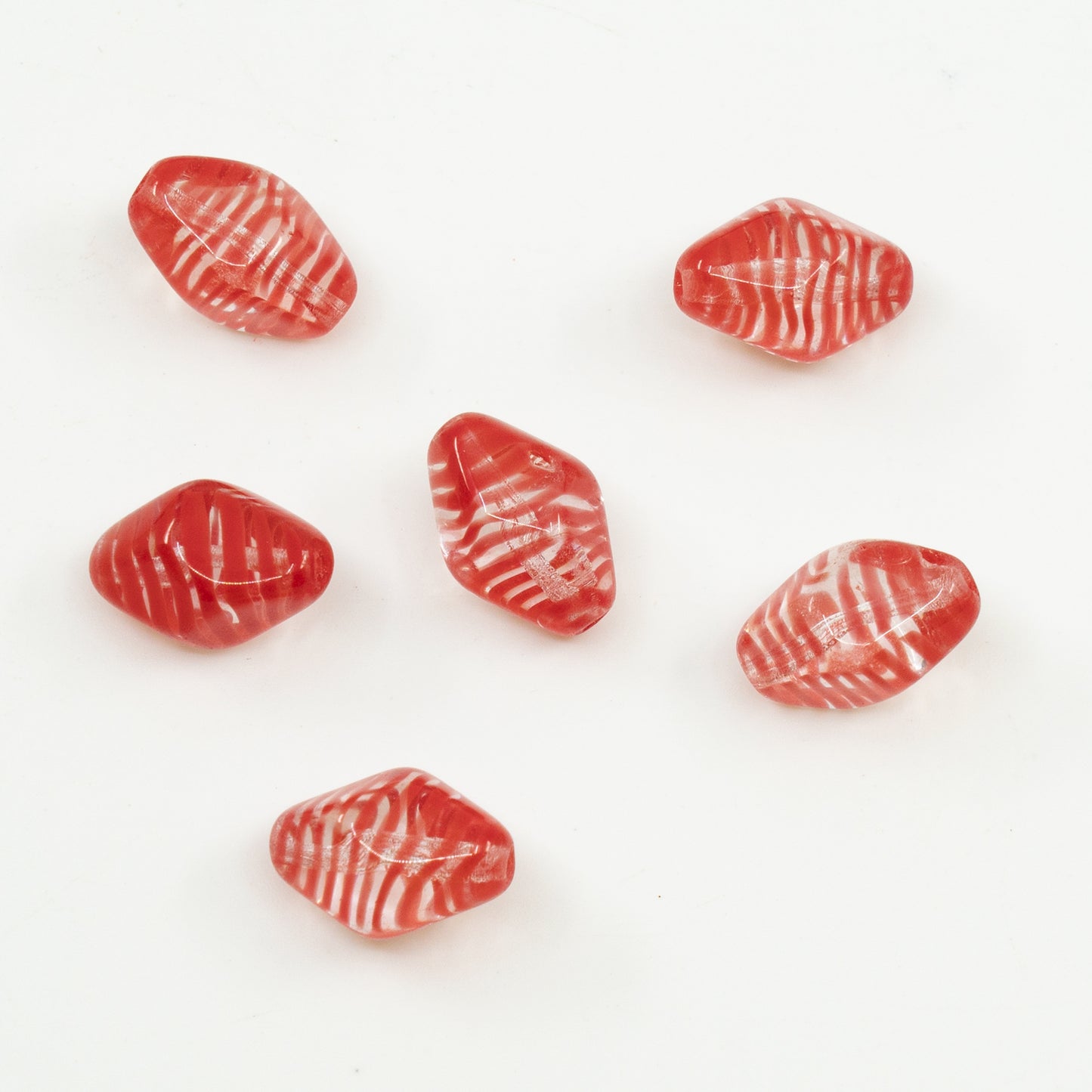 奥特莱斯 10克双锥珠，15 x 16毫米，条纹水晶红（08911），玻璃，捷克共和国