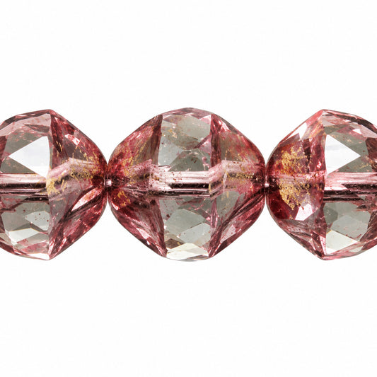Special Cut Faceted Fire Polished Beads. Smashed, Crystal Terracotta Red (00030-15495), Glass, Czech Republic