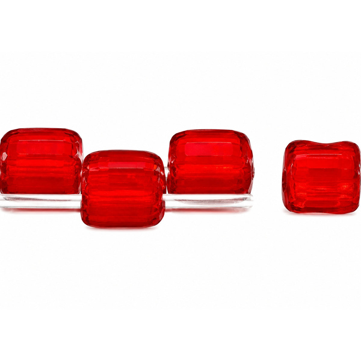 Silky 2-Hole Square Beads, Ruby Red Matte (90080-84110), Glass, Czech Republic