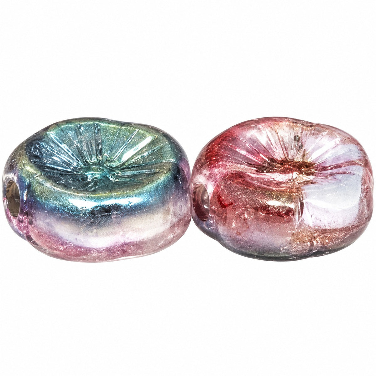 Hawaii Pressed Beads, Mix Crystal White Pink 23103 (75014-23103), Glass, Czech Republic