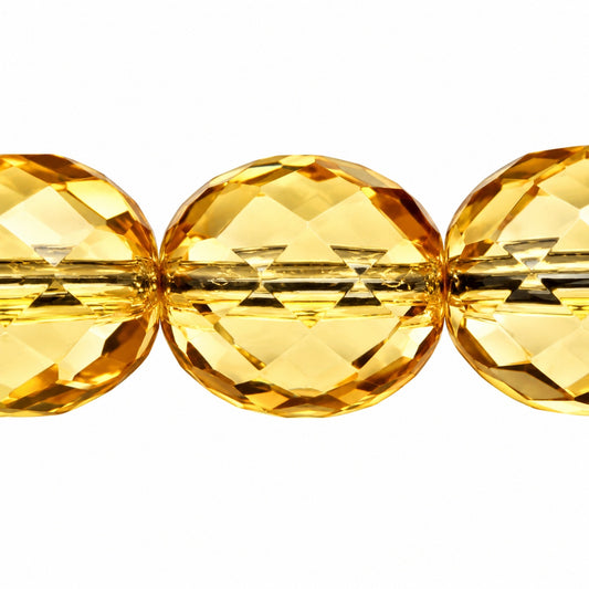 Faceted Round Fire Polished Beads, Topaz Yellow Transparent (10000), Glass, Czech Republic