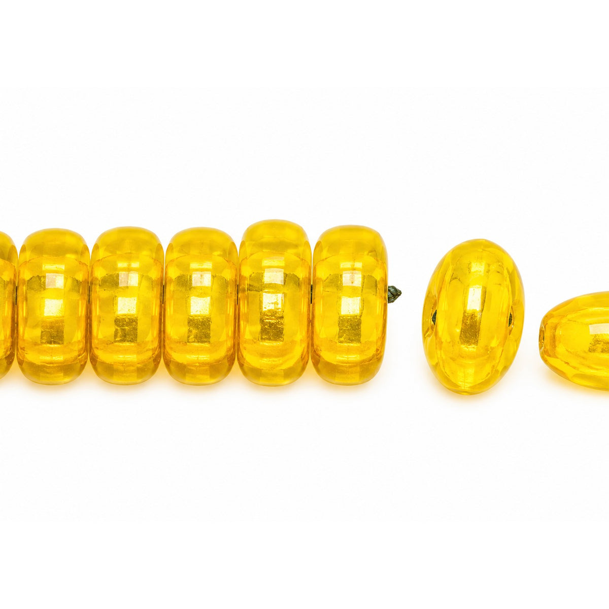 3-Hole Pressed Oval Beads, Opal Yellow (81210), Glass, Czech Republic
