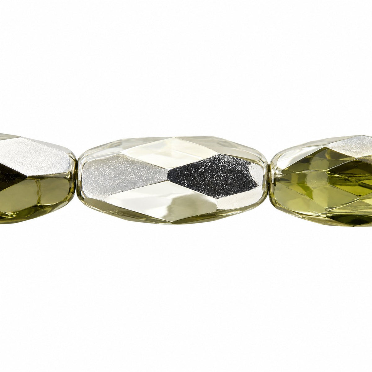 Fire Polished Faceted Oval Beads, S0320 Crystal Silver Half Coating (s0320-27001), Glass, Czech Republic