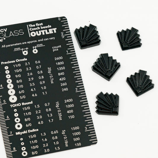 奥特莱斯 10克玻璃压制水晶石，20 x 20毫米，墨黑色双孔方形 Diafan（jet-black-2hole-diafan），玻璃，捷克共和国