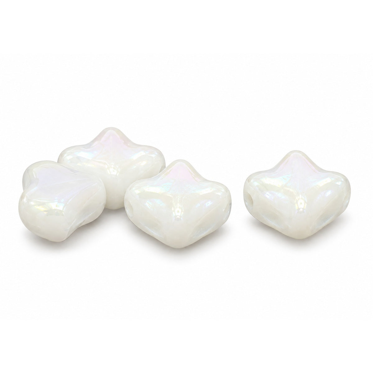 Cross Diagonal Square Beads, Chalk White 28305 (03000-28305), Glass, Czech Republic