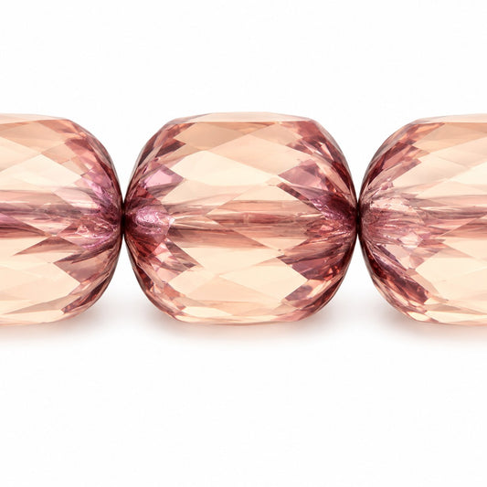 Faceted Fire Polished Beads Special Cut, Transparent Pink Vega Iris (70110-15781), Glass, Czech Republic