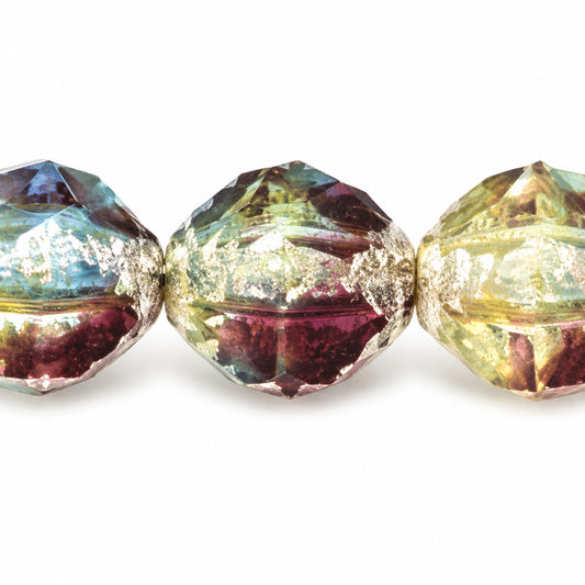 Wasp Special Cut Faceted Fire Polished Beads, Tt004 Antique Silver Patina (tt004-81002), Glass, Czech Republic