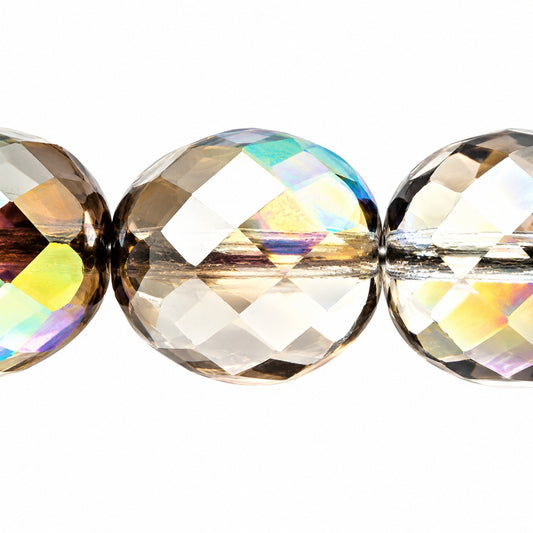 Faceted Round Fire Polished Beads, Crystal 98537 (00030-98537), Glass, Czech Republic
