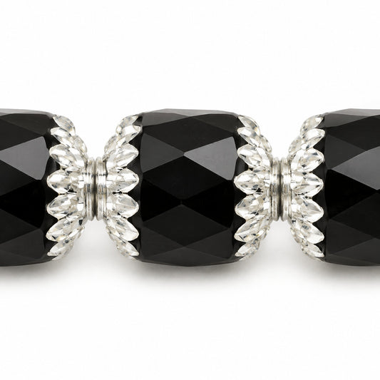 Cathedral Faceted Fire Polished Beads, Black Silver (23980-27000), Glass, Czech Republic