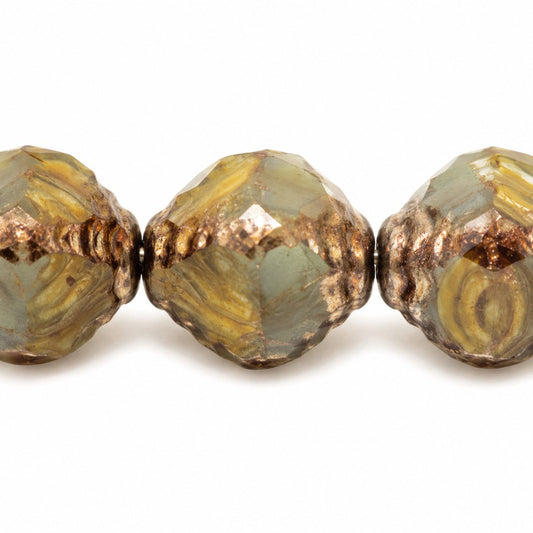 Wasp Special Cut Faceted Fire Polished Beads, X1899 Bronze (x1899-14415), Glass, Czech Republic