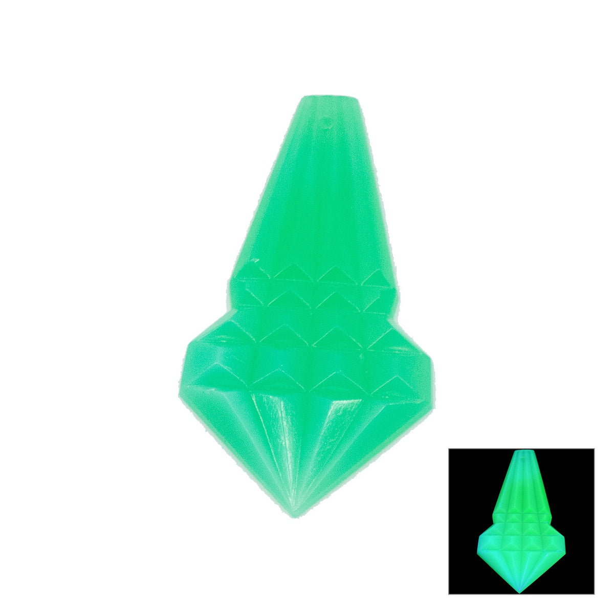 1 pc Uranium Chandelier Trimming Pyramid Cut Prism Pendant (approx. 63x32mm), Opal Green, Hand Cut and Polished Glass, Czech Republic, OUTLET