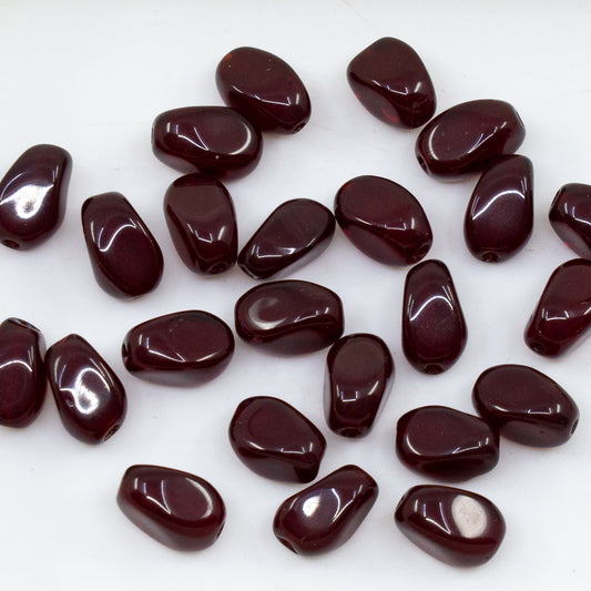 OUTLET 10 grams Flat Oval Beads, Transparent Red (90100), Glass, Czech Republic