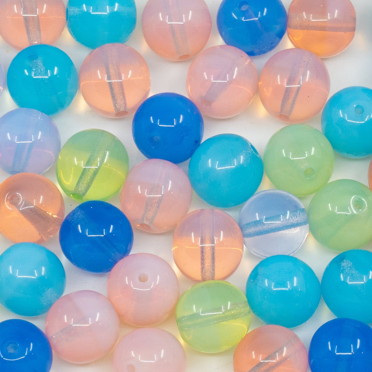 OUTLET 250g/50g Round Druck Beads, 12 x 12 mm, Opal Mixed Colors (opal-mix), Glass, Japan