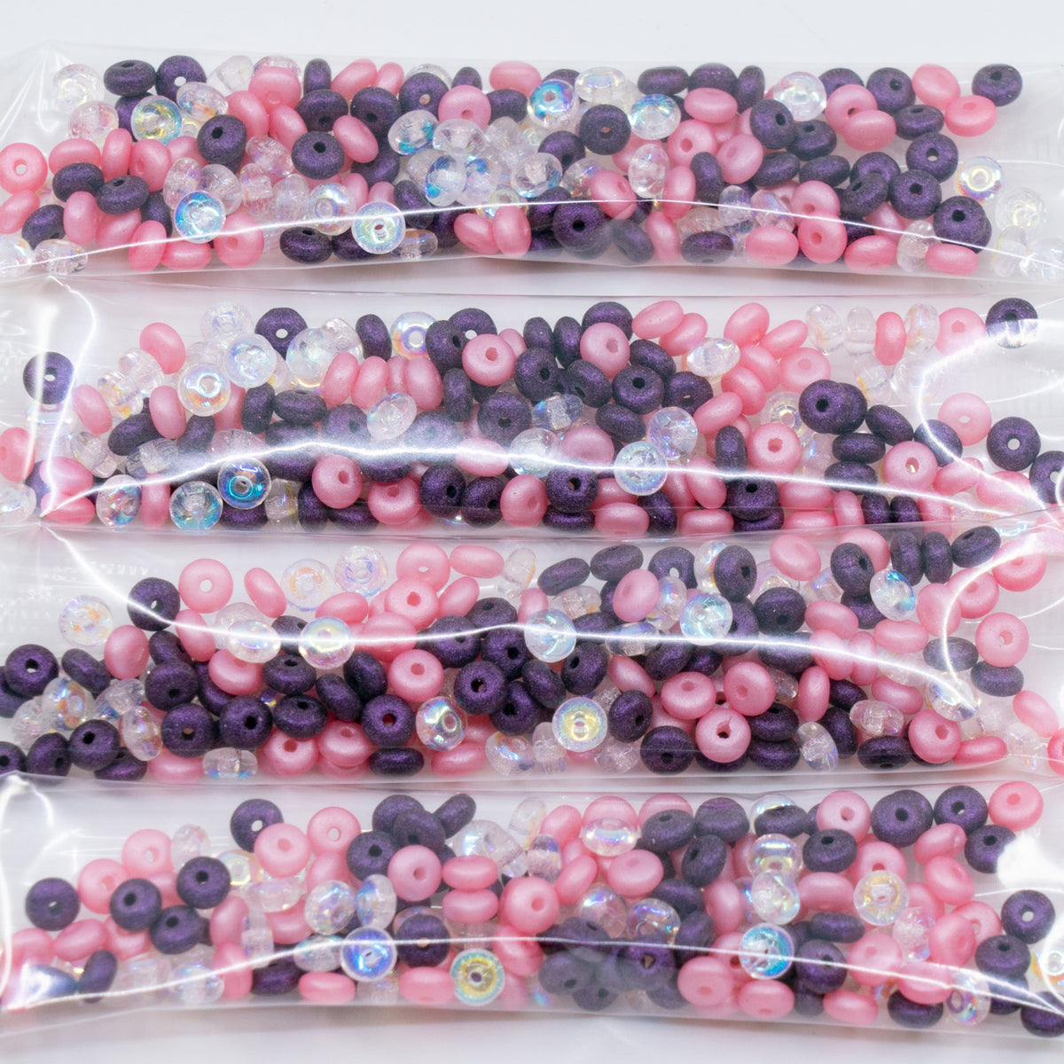 OUTLET 10 grams Rondelle Druck Beads, 4 x 4 mm, Pink Mixed Colors (pink-mix), Glass, Czech Republic