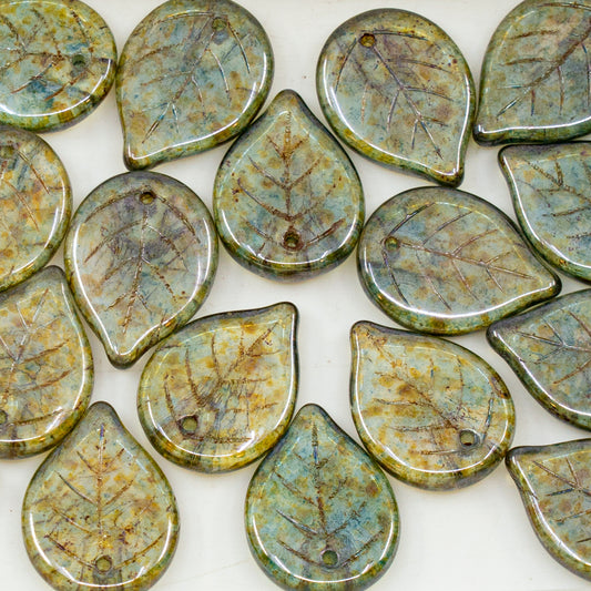 OUTLET 10 grams Cherry Flower Beads, 18 x 13 mm, Crystal Stain With Luster Blue (00030-65431), Glass, Czech Republic