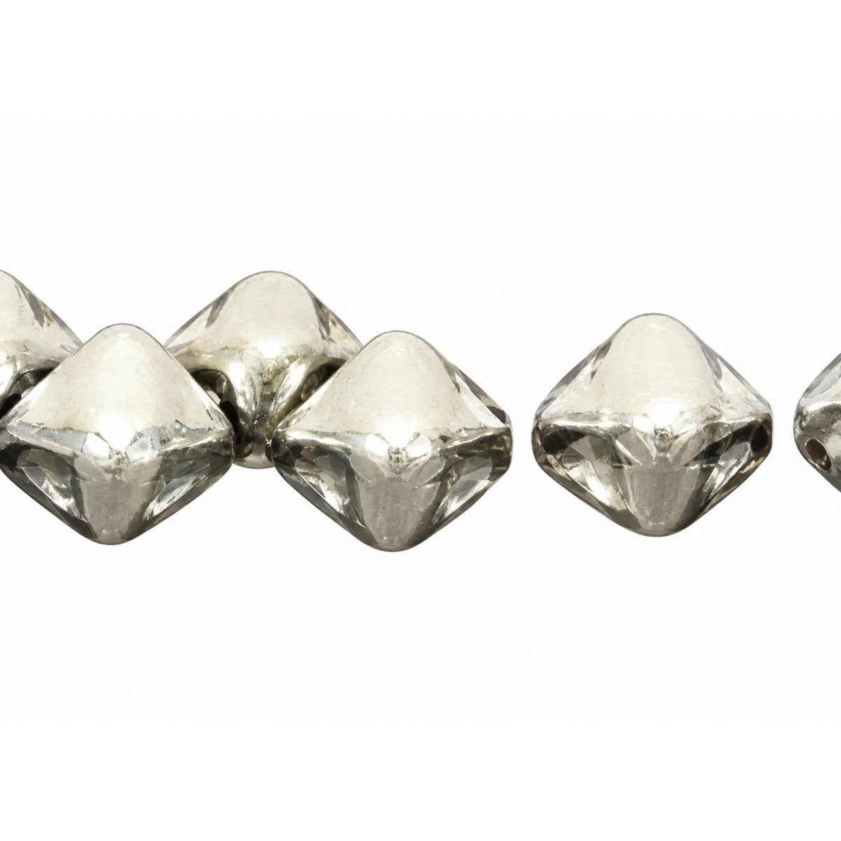 Silky 2-Hole Square Beads, Crystal Crystal Silver Half Coating (00030-27001), Glass, Czech Republic