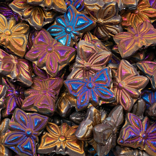 OUTLET 250g Butterfly Beads, 15 x 12 mm, White Sliperit Full (2X Side) (02010-29503), Glass, Czech Republic