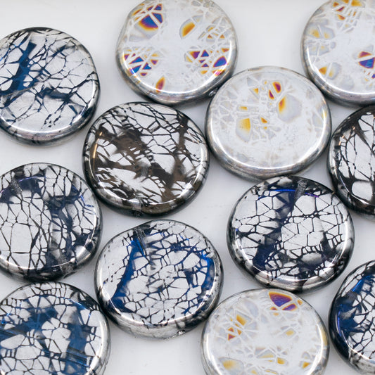 OUTLET 250g/50g Coin Beads, 17 x 17 mm, Batika Mixed Colors 5 (BATIKA-MIX-5), Glass, Czech Republic