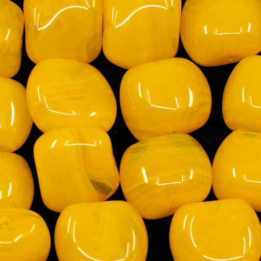 OUTLET 10 grams Stone-Like Shaped Beads, 16 x 20 mm, Silk Yellow Pearl (84030), Glass, Czech Republic
